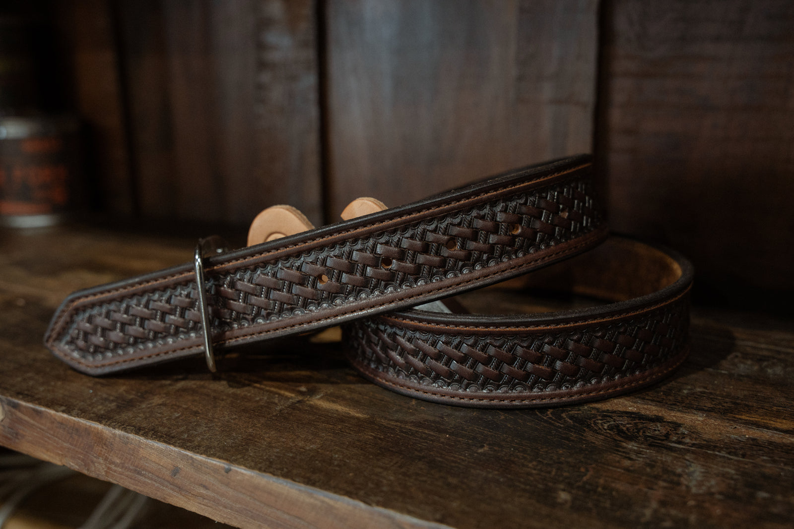 Chocolate Basket Stamped Belt